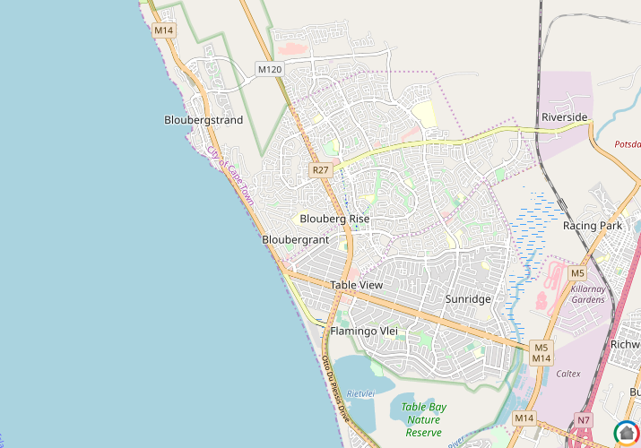 Map location of Blouberg Rise